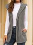 Jacket Vintage Solid Pockets Hoodie Plus Size Casual Sleeveless Vest Outerwear