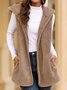 Jacket Vintage Solid Pockets Hoodie Plus Size Casual Sleeveless Vest Outerwear