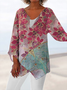 Plus size Butterfly Floral Long Sleeve Tops