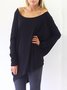 Casual Long Sleeve Cotton-Blend Crew Neck Shirts & Tops