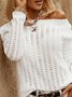 Cotton-Blend Plain Loose Casual Sweater
