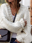 Plus size Plain Knitted Casual Sweater coat