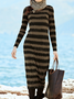 Plus size Striped Long Sleeve Casual Knitting Dress