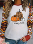 Halloween Printed Crew Neck Casual Long Sleeve Sweatshirt