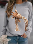 Animal Printed Casual Long Sleeve Round Neck Sweatshirts