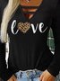 Black Letter Printed Long Sleeve Cutout Sexy Casual Party Shirts & Tops