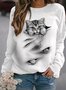 Animal Crew Neck Cotton-Blend Casual Hoodies & Sweatshirt