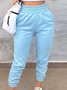 Blue Pocket Design Casual Sports Pants