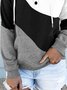Vintage Color-block Long Sleeve Hoodie Plus Size Casual Sweatshirt