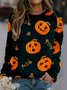 Halloween Casual Crew Neck Polyester Cotton Loose Hoodies & Sweatshirt