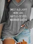Letter Long Sleeve V-neck Casual Tunic T-Shirt