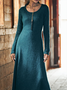Solid Long Sleeve Crew Neck Knitting Dress