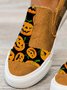 Halloween Pumpkin Grimace Stitching Flat Shoes