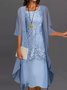 Ladies Loosen Lace Chiffon Elegant Lightblue Dress-Two Piece Sets