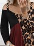 Casual Loosen Off Shoulder Cold Shoulder Long Sleeve Printed Tunic Top