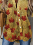 Plus size Autumn Leaves Printed Blouse