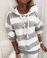 Hooded Loosen Striped Sweatshirt