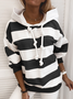 Hooded Loosen Striped Sweatshirt