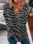Vintage Zebra Printed Long Sleeve Zipper V Neck Casual Tunic Sweatshirt