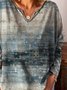 Printed V Neck Casual Vintage Plus Size Loosen Shirts & Tops