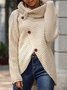 Vintage Plain Buttoned Long Sleeve Plus Size Casual Sweater