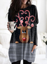 Long Sleeve Printed Crew Neck Casual Dresses
