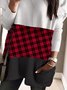 Checked/Plaid Color Block Printed Loose Casual Top