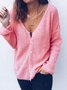 Casual Solid V Neck Sweater