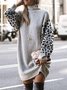 Casual Long Sleeve Leopard Sweater Dress