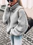 Casual Solid High Neck Long Sleeves Knitted Sweater