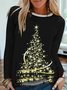 Christmas Xmas Long Sleeve Round Neck Plus Size Printed Tops T-shirts
