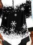 Christmas Casual V Neck Loosen Printed Shirts & Tops
