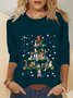 Christmas Xmas Long Sleeve Round Neck Plus Size Printed Top T-shirt