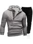 Men's Letter Pullover Side Zipper Contrast Color Hooded Padded Sweater Suit