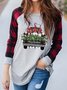 Crew Neck Casual Christmas Pattern Printed Long Sleeves Tops