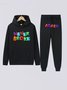 Long Sleeve Letter Hooded Two Piece Sets