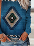 Plus size Geometric West Styles Printed Casual Shirts & Tops