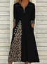 Plus size Casual A-line Leopard Printed Dresses