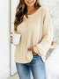 Casual Loosen Round Neck Solid Tops