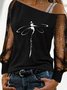 Mesh Dragonfly Long Sleeve Casual T-shirt