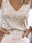 Sequins Sleeveless Casual Shirts & Tops