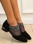 Elegant Rhinestone Mesh Stitching Pointed Toe Shoes