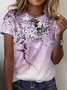 Floral Casual Short Sleeve Crew Neck Tops