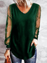 Plus size V Neck Casual Sequins Shirts & Tops