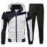 Personalized color matching double-layer zipper hooded cardigan slim-fit sweater and trousers set