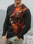 3D Tiger Graphic Long Sleeve Round Neck Casual Tee