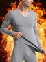 Men's Plus Fleece Warm V-neck Long-Sleeved Basic Base Suit
