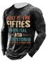 Men's Letter Pattern Casual Round Neck Long Sleeve Tee