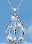 Crystal Religious Cross Jesus Necklace