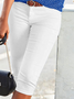 Casual Tight-Fitting Cotton-Blend Cropped Trousers